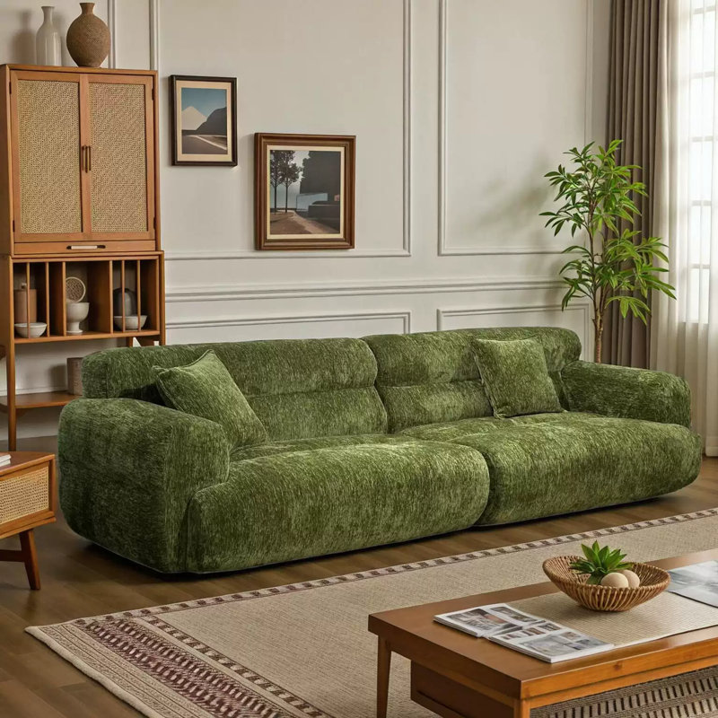 Canapé vert français au design rétro