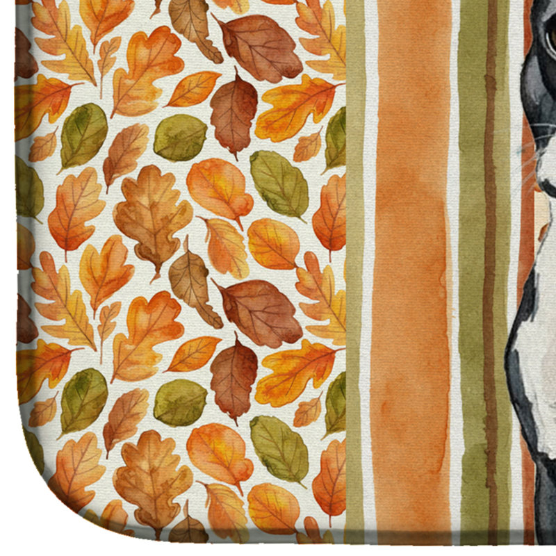 Boston Terrier Heirloom Fall Dish Drying Mat