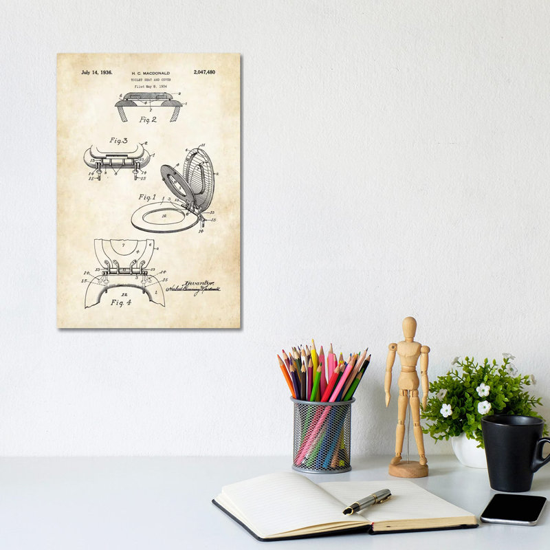 Toilet Seat - Wrapped Canvas Print, 20.32 cm H x 30.48 cm W