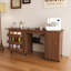 Table de couture pliante moderne de 57,5 po, grande station de travail avec armoire de rangement et tablettes, armoire de couture robuste pour bureau à domicile, noyer-131138114