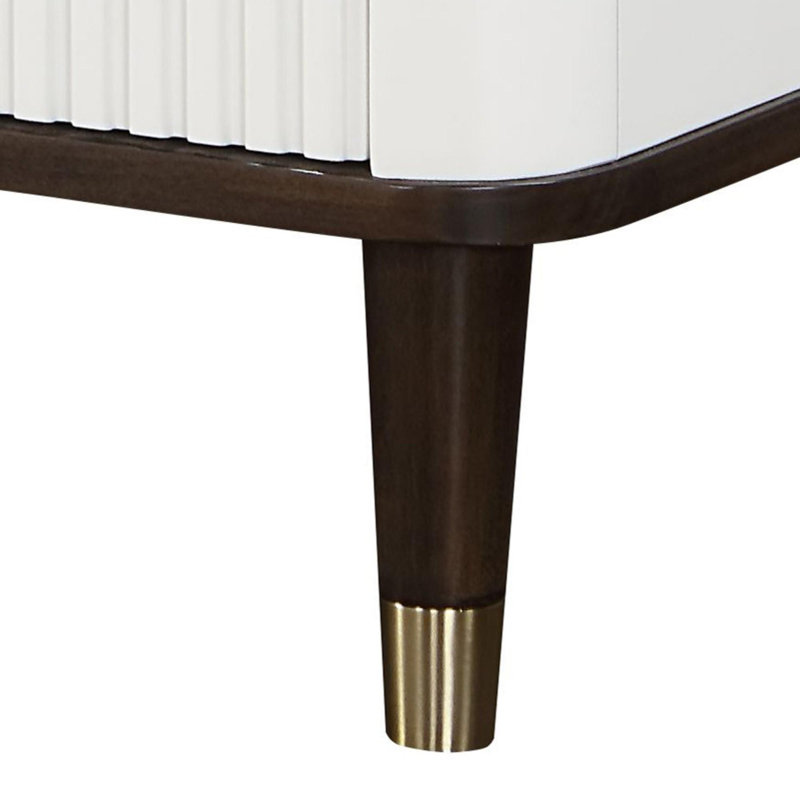 Dzianis 5-Drawer Chest in White and Walnut