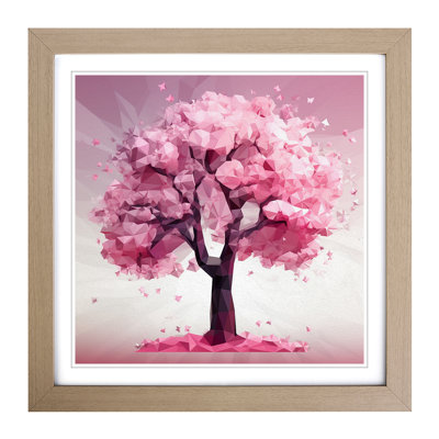 Cherry Blossom Tree Polygon - Framed Print