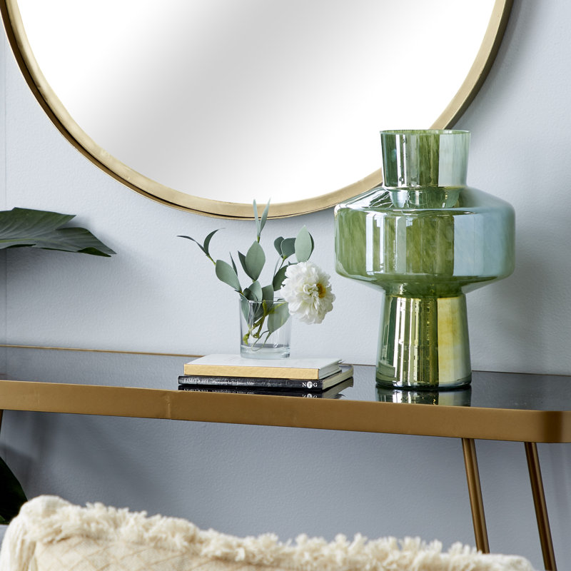 Sleek Spring Green 13.25'' Glass Bouquet Table Vase
