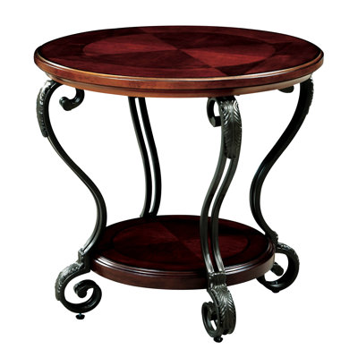Table de bout en cerisier brun avec tablette inférieure ouverte pour salon moderne et éléments décoratifs