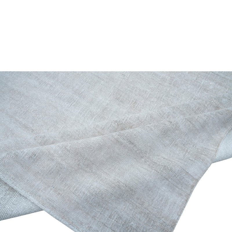 Solid Saree Silk Rug, Beige, Rectangle 9' x 12'