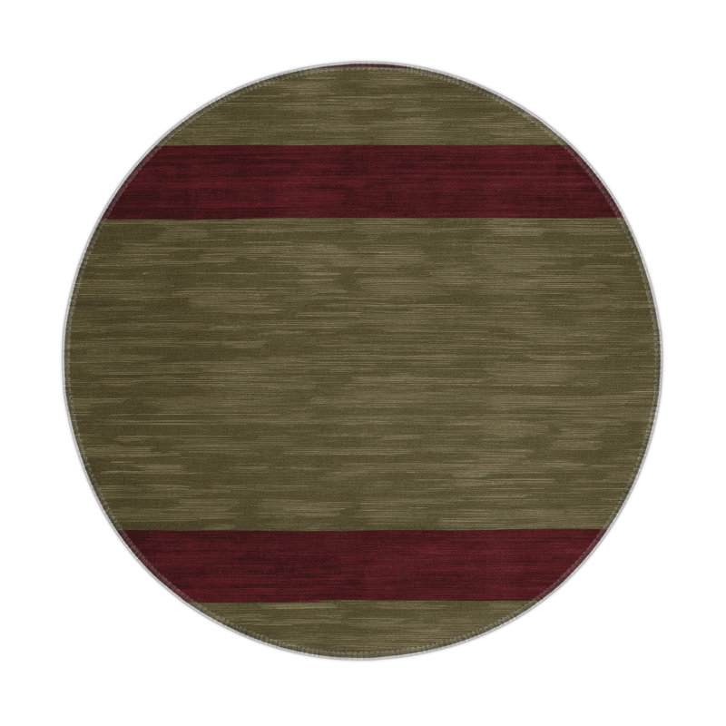 Tapis intérieur / extérieur brun HorizontalStripes, Rond 5 pi