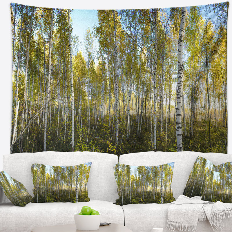 Tapisserie paysage vert d'automne, H 78 po x l 92 po