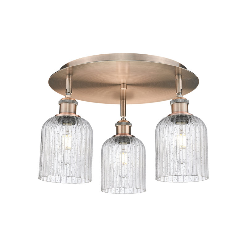 Ballston - Trig - 3 Light 17" Flush Mount, Antique Copper, Seedy
