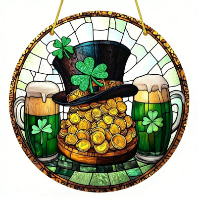 Patrick's Day Sun Catcher, Light Reflecting & Scattering Festive Charm, Easy Hang For Garden Home Window Office Restaurant Holiday Decor