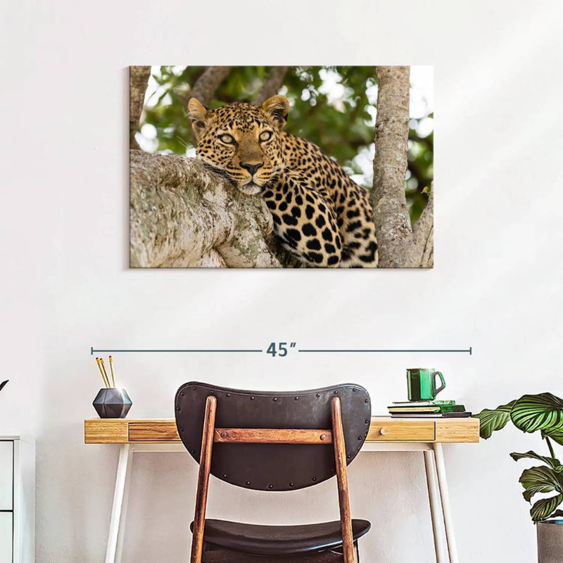 Brampt Leopard On Tree Trunk, 24" H x 36" W