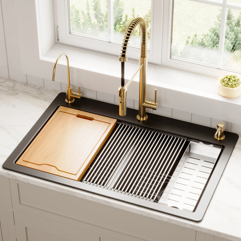 Évier de cuisine à quartz 33 L, Noir