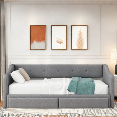 Daybed Twin Xl To King Size Upholstered Daybed With Two Drawers by Velvetvanguards