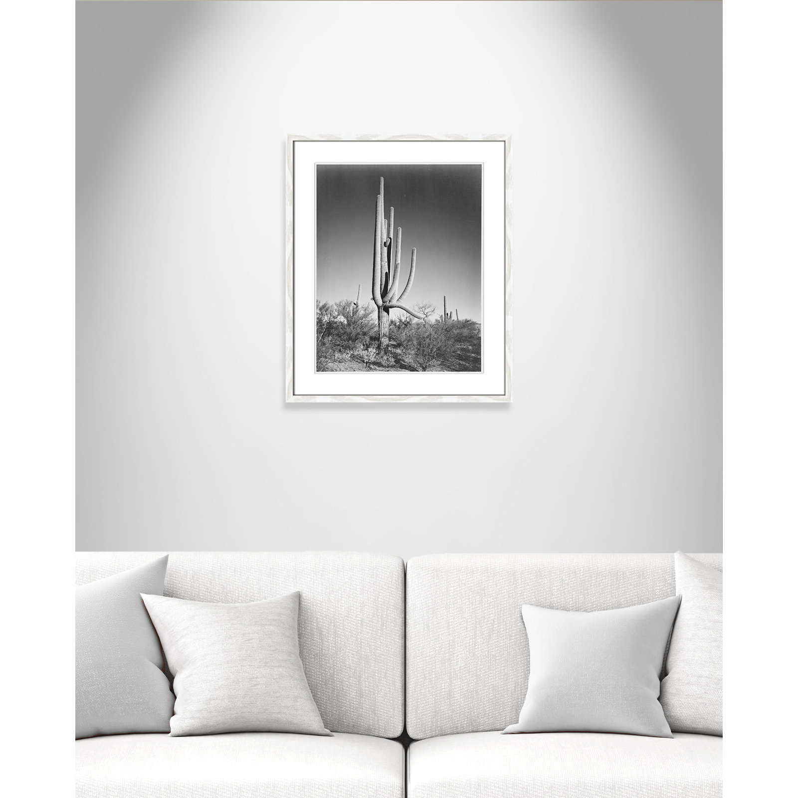 Saguaro National Monument Print by Ansel Adams, 25.5" H x 21.5" W x 0.75" D, White