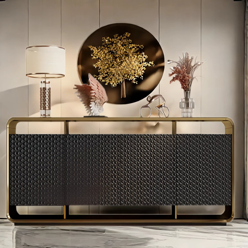 Solid Wood Minimalist Modern Sideboard, Grey