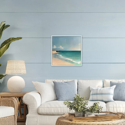 Turquoise Horizons Abstraction Framed Giclee, design by Annabelle Hall