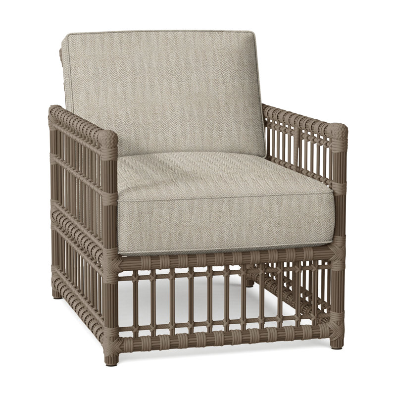 Newport Arm Chair with Cushions, Welt, Newport #66 Burlap, Herringbone Sand