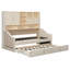 Lit de jour simple rembourré avec lumières à accoudoirs à DEL, tablettes et armoires de rangement, lit gigogne relevable simple (beige)-805920603
