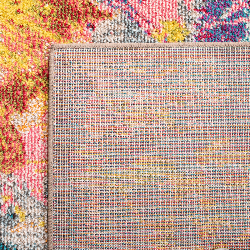 Tapis abstrait bleu / orange / jaune Felty, Rectangle 9 pi x 12 pi