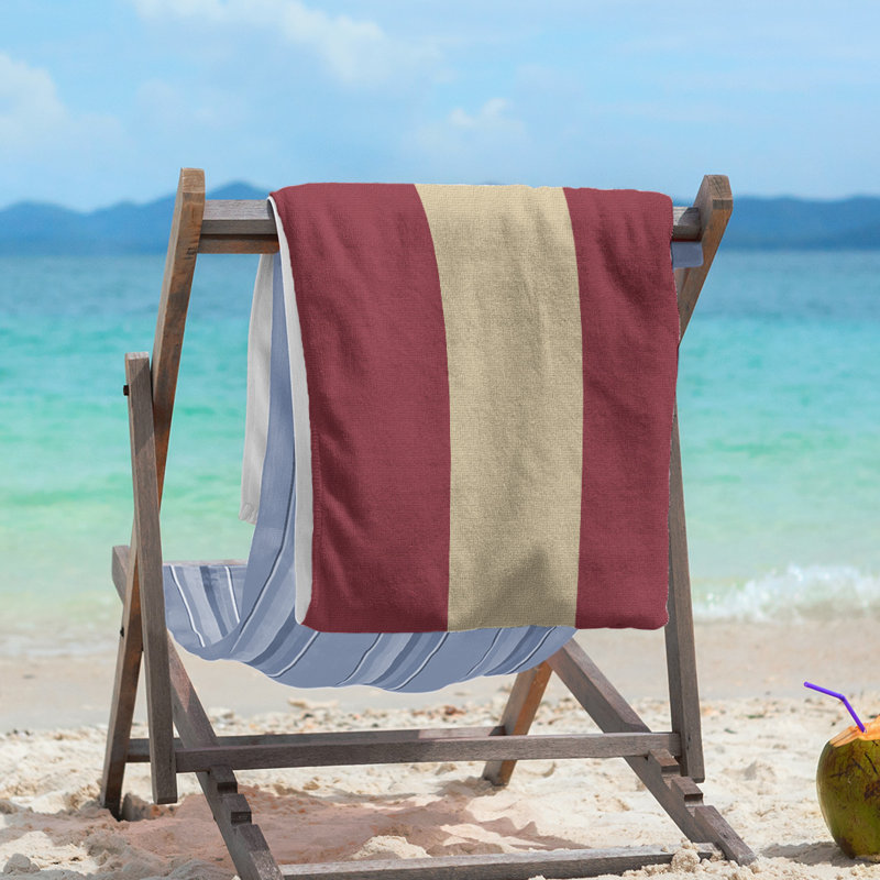 Lightweight Beach Towel, Brick Red/Desert Sand/Brick Red, Poly/Cotton
