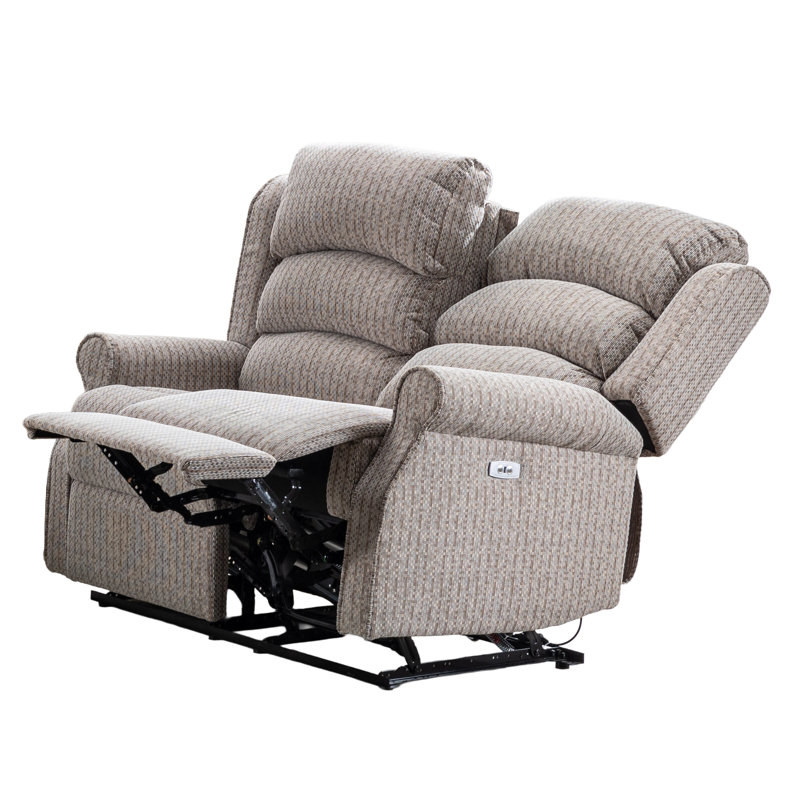 Lainey 132Cm Scroll Arms Reclining Loveseat, Natural Polyester Blend