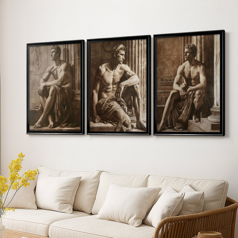 ABSTRACT Series CCLxxxix - Toile tendue avec châssis sur mesure - 3 pièces, H 21 po x l 30 po, Noir