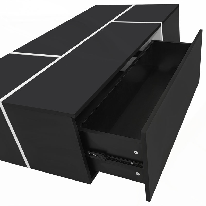 Table basse extensible de 47,2 po à 72,7 po, table basse multifonctionnelle avec finition ultrabrillante, table basse avec 2 espaces de rangement cachés et 2 tiroirs pour le salon