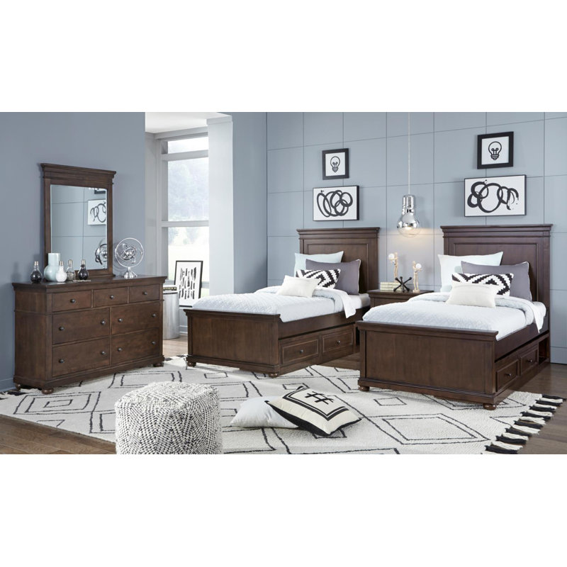 Jayden Complete Panel Bed, Twin, Brown