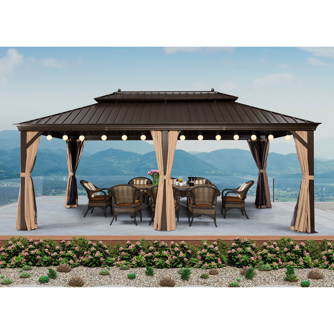 PURPLE LEAF Aluminium Hardtop Gazebo with 48 Ft String Lights Purple Leaf 