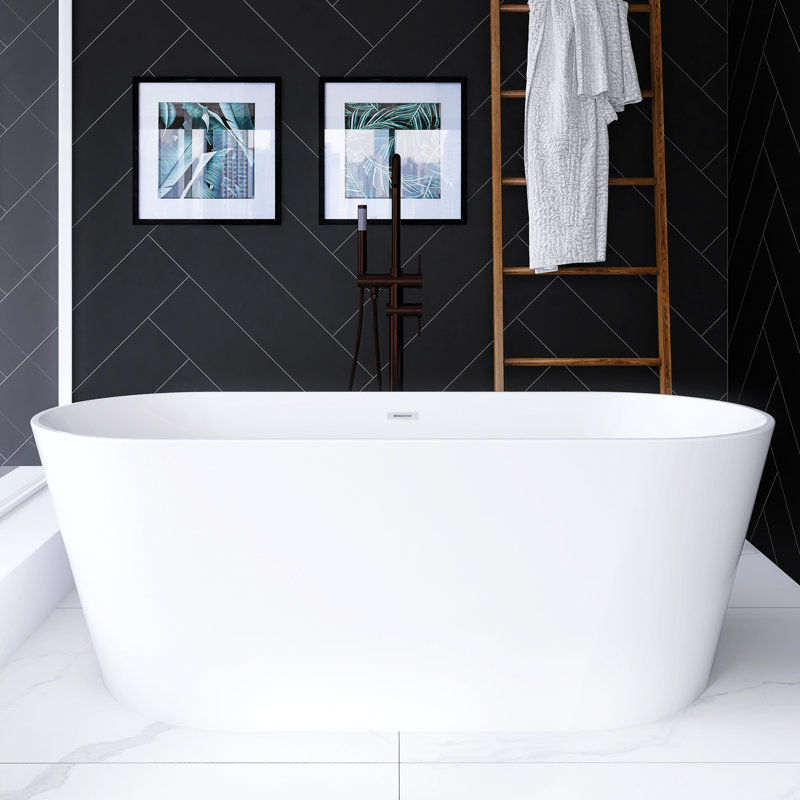 Baignoire de trempage autoportante en acrylique 67 po, Blanc