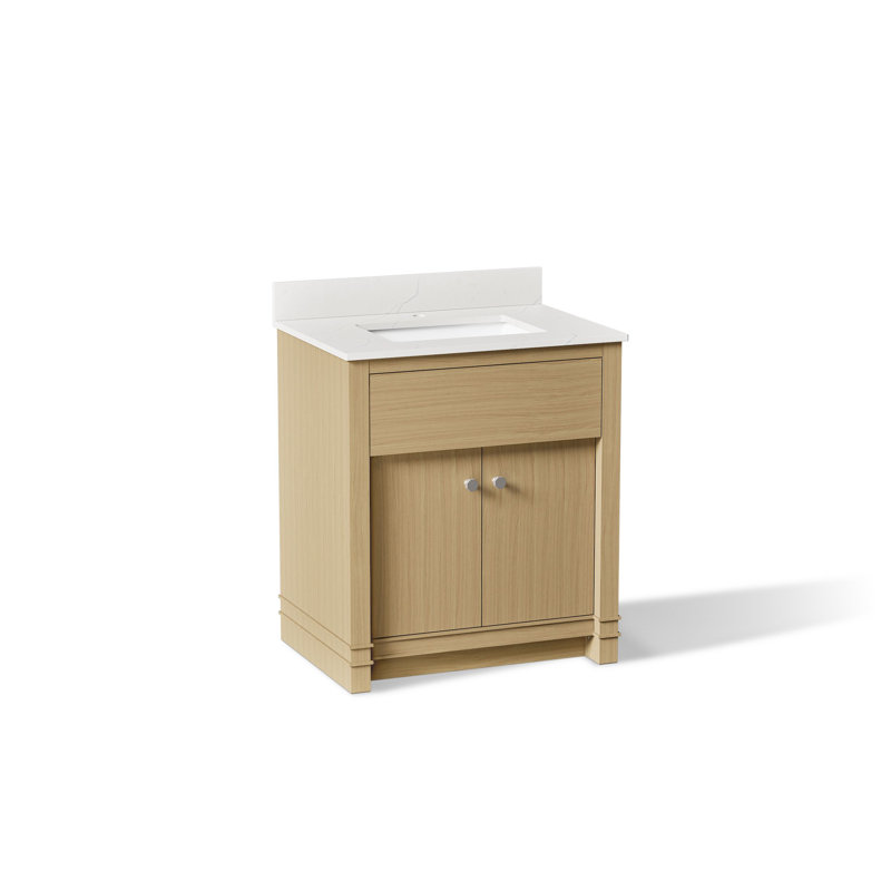 Meuble-lavabo avec lavabo et plateau en quartz Alouette, Brun, 31''