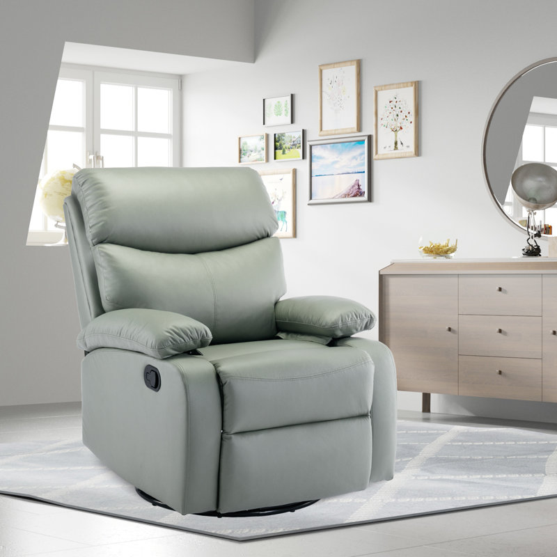  Faux Leather Nursery Rocker Recliner ,swivel Recliners For Small Spaces, Living Room Recliner With Overstuffed Arm And Back-Green