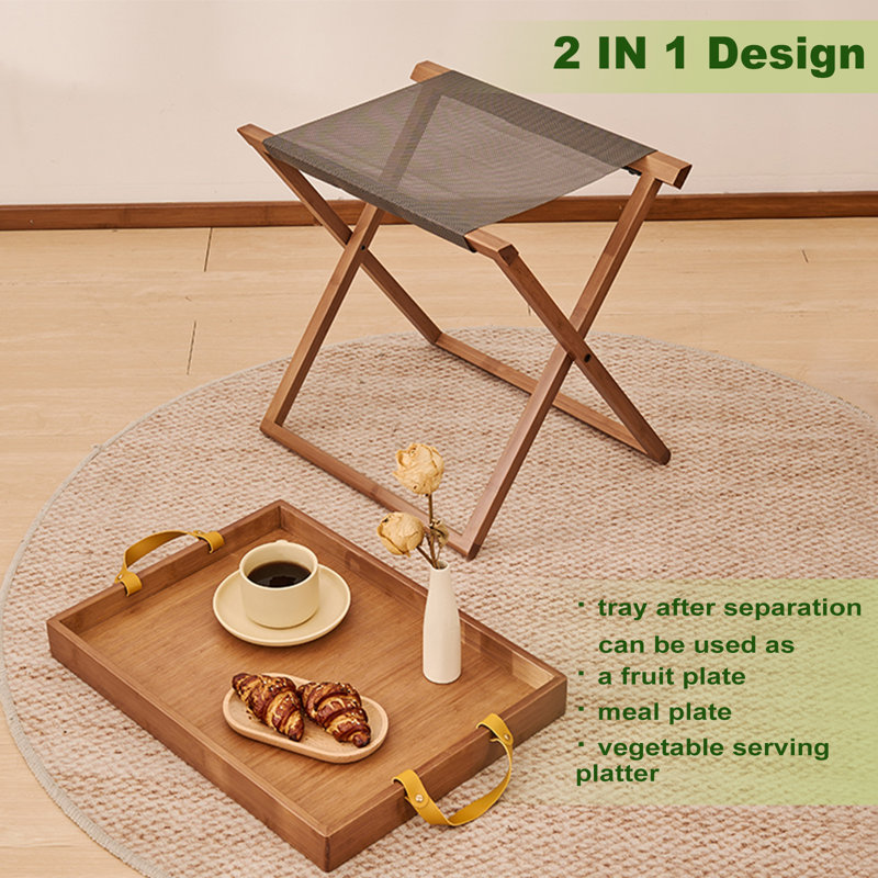 Table d'appoint pliante pour patio, table pliante en bambou, table de bout carrée, table de pique-nique pliante avec structure en bois en forme de X