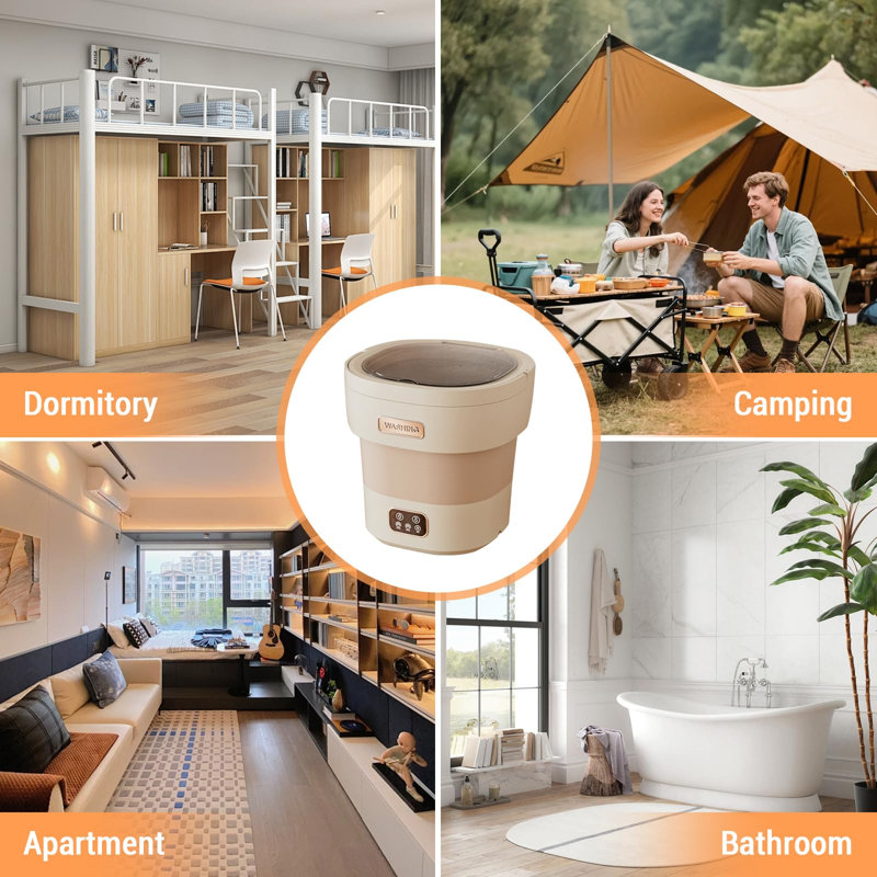 Mini Washing Machine and Dryer, 12L Portable Mini Washer, Foldable Small Washing Machine with Basket Spin for Travel, Apartment, Socks, Underwear