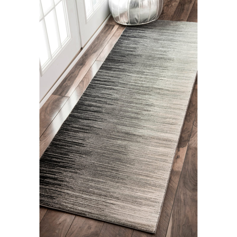 Tapis noir ombre Saresa, Tapis de couloir 2 pi 8 po x 8 pi