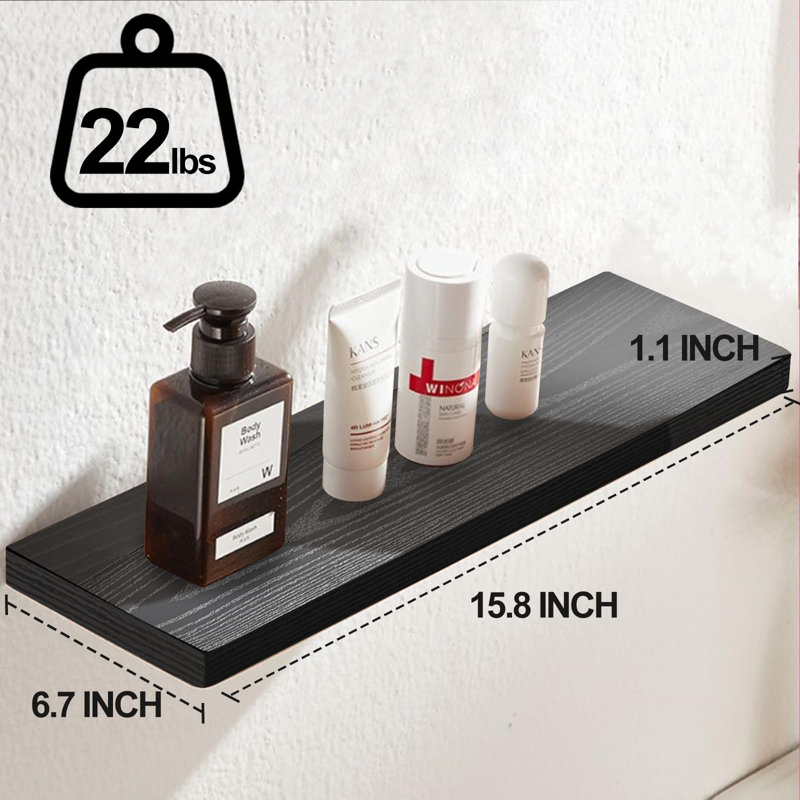 Curits Wood Floating Shelf, Black