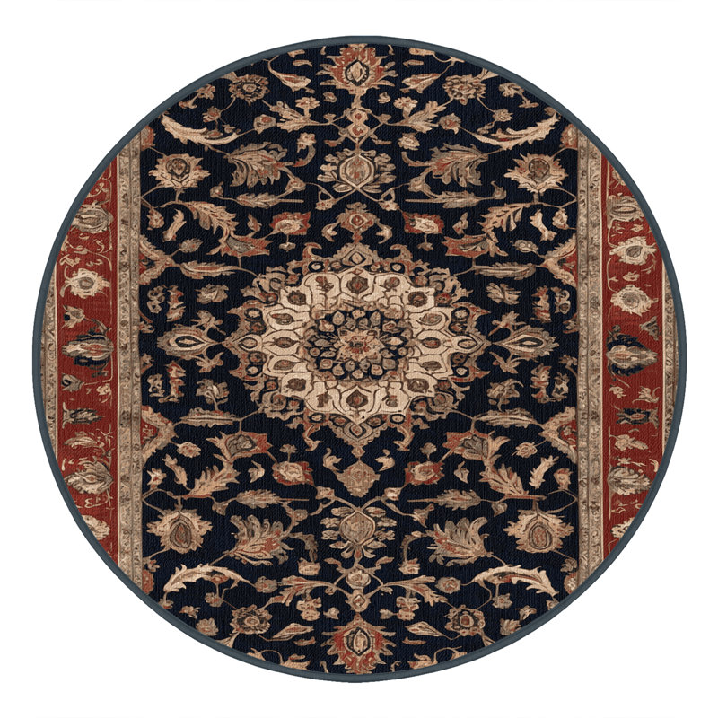 Tapis brun lavable à la machine, Rond 3 pi