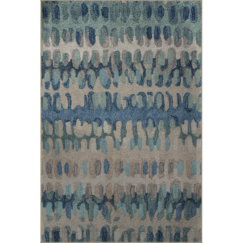 Tapis bleu-vert à motif abstrait et créatif, Tapis de couloir 4 pi 11 po x 9 pi 10 po 