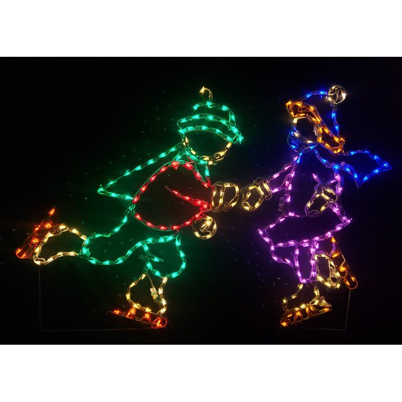 Figurine lumineuse de Noël pour enfants patineurs sur glace