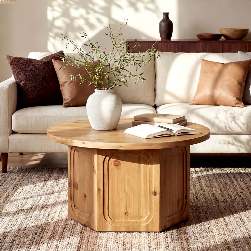 31.5" Solid Wood Round Coffee Table