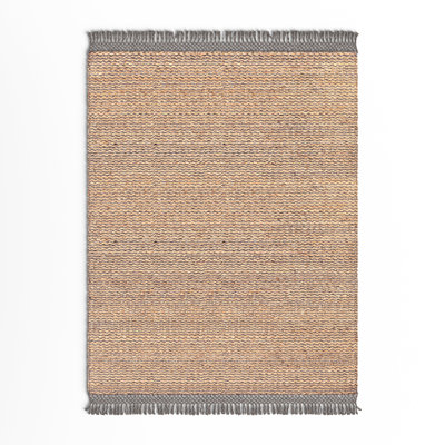 Blume Tan Charcoal Hand-Woven Jute Rug