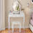 Jalea Vanity Desk with Mirror and Lights, Modern Makeup Table and Cushion Stool Set with 4 Drawers-1227969386