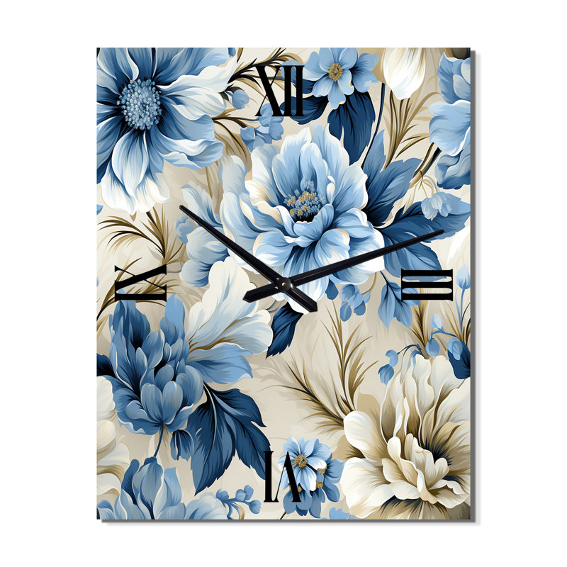 Jasmely - Horloge murale moderne florale, H 32 po x l 16 po x P 1 po