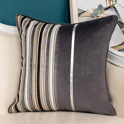 Striped Throw Pillow Cover Multicolor Velvet Cushion Cover Modern Bohemian Pillowcase For Sofa Couch Bedroom Living Room Home Christmas Decoration,20X20 Inch