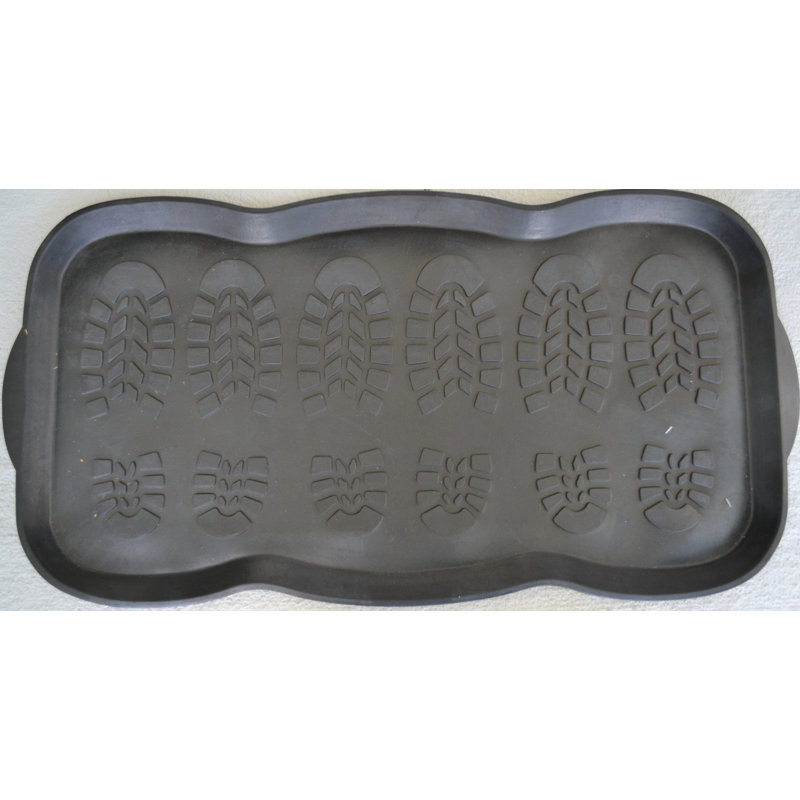 Tapis-bottes d'extérieur en caoutchouc noir 16 po x 32 po