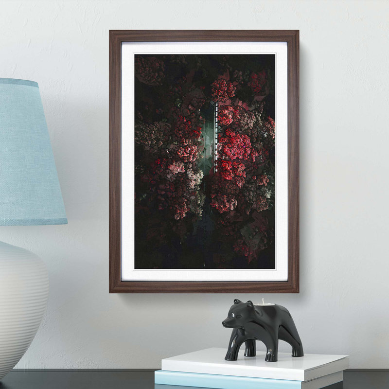 Driving Through the Forest in Abstract - Picture Frame Graphic Art Print, Walnut Framed, 36cm H x 27cm W x 2cm D