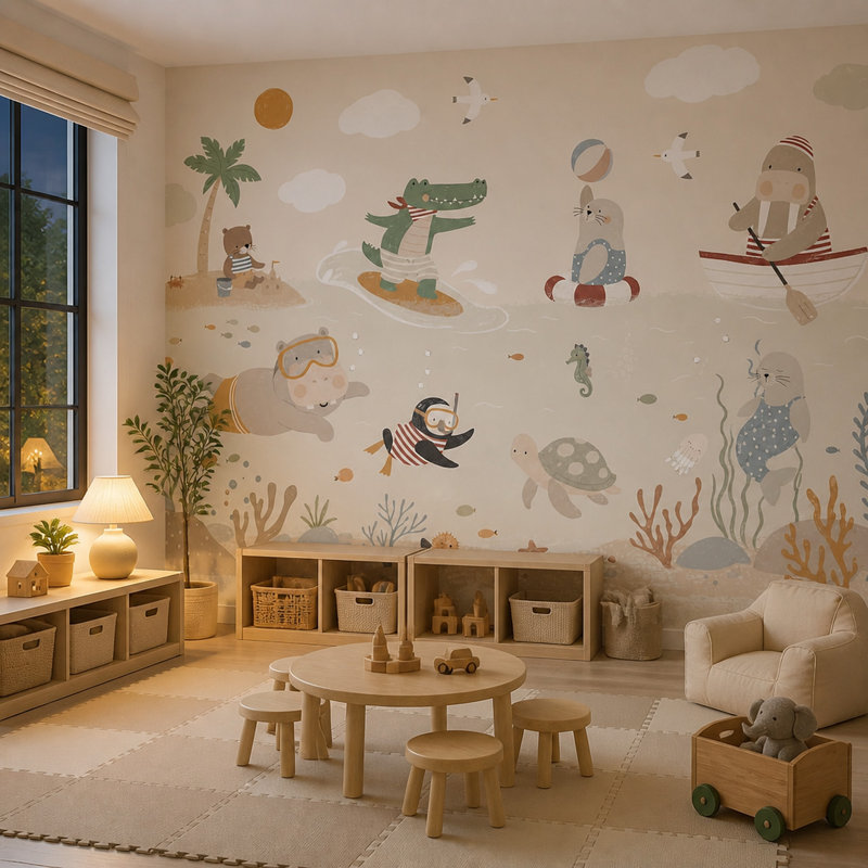 Décoration murale amovible Tropical Beach Seaside Ocean, 160 po x 108 po, Non tissé