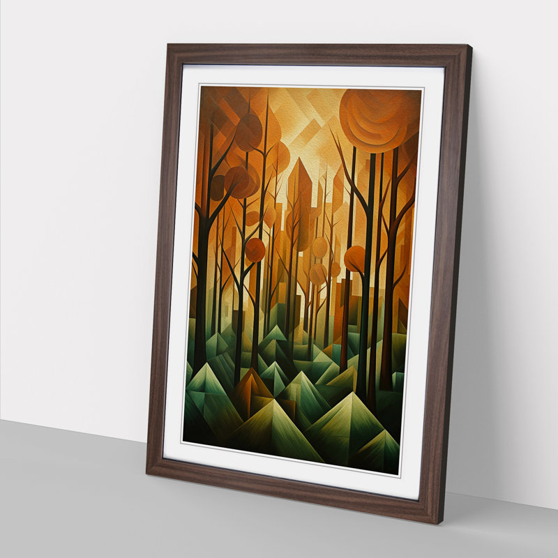 Forest Cubism No.2 - Framed Print, Walnut Framed, 34cm H x 25cm W