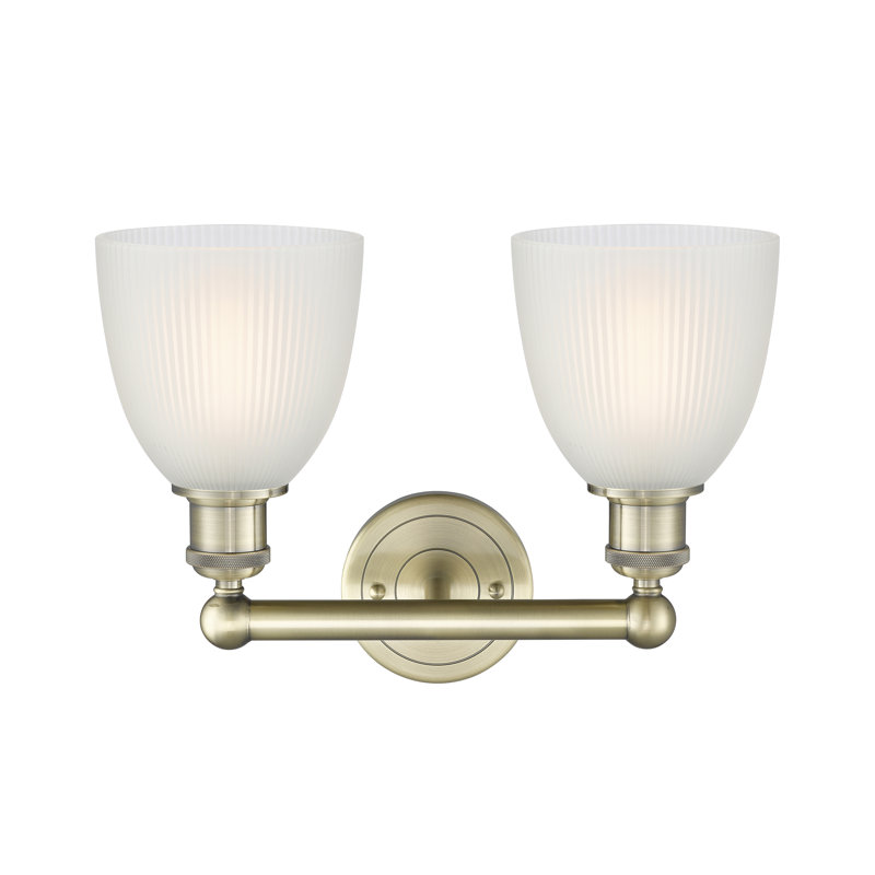 Éclairage pour meuble-lavabo à 2 lumières 15 pouces Philomene, Blanc, Laiton antique
