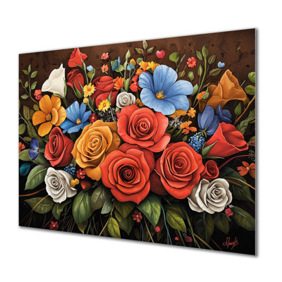 «Love Blooms Of Summer Flowers I», art mural floral en métal, fleurs saisonnières