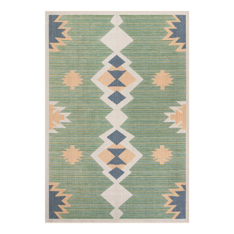 Tapis d'intérieur / extérieur vert Lauryn, Rectangle 7 pi 10 po x 11 pi